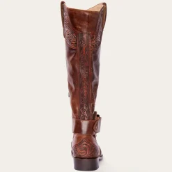 Clearance Stetson Burnished Cognac Paisley Side Zip Cowboy Boot Tan