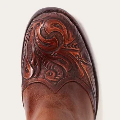 Clearance Stetson Burnished Cognac Paisley Side Zip Cowboy Boot Tan