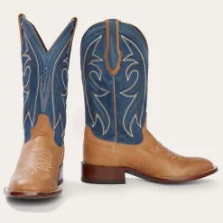 Discount Stetson Casper  Blue Matte Cowboy Boot Tan