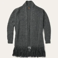 Discount Stetson Charcoal Fringed Cardigan Grey