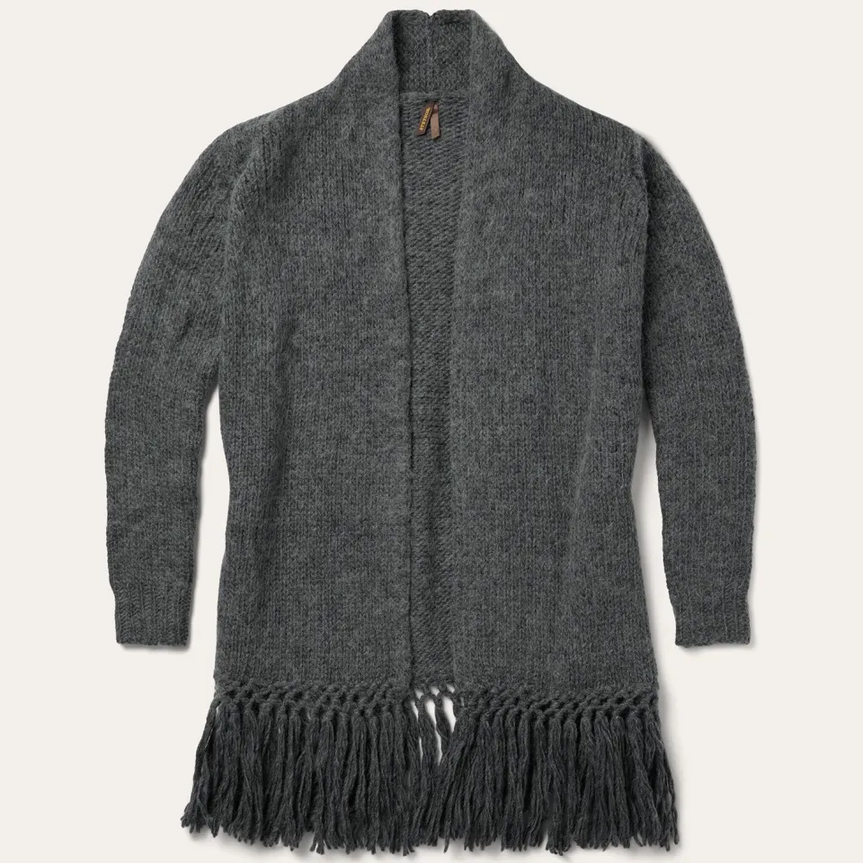 Discount Stetson Charcoal Fringed Cardigan Grey