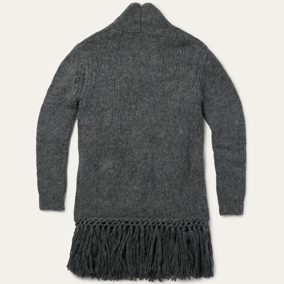 Discount Stetson Charcoal Fringed Cardigan Grey