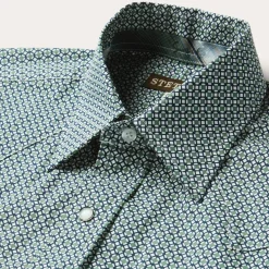 Clearance Stetson Circle Diamond Print Short Sleeve Western Shirt Green