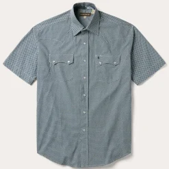 Best Stetson Circle Diamond Print Short Sleeve Western Shirt Green