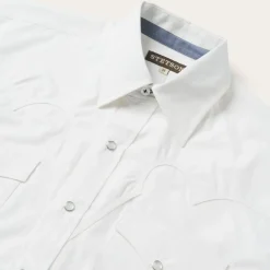 Hot Stetson Classic Solid Snap Poplin Shirt In Optic White