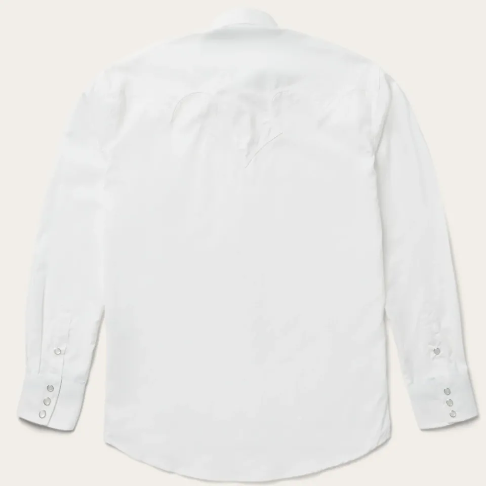 Clearance Stetson Classic Solid Snap Poplin Shirt In Optic White