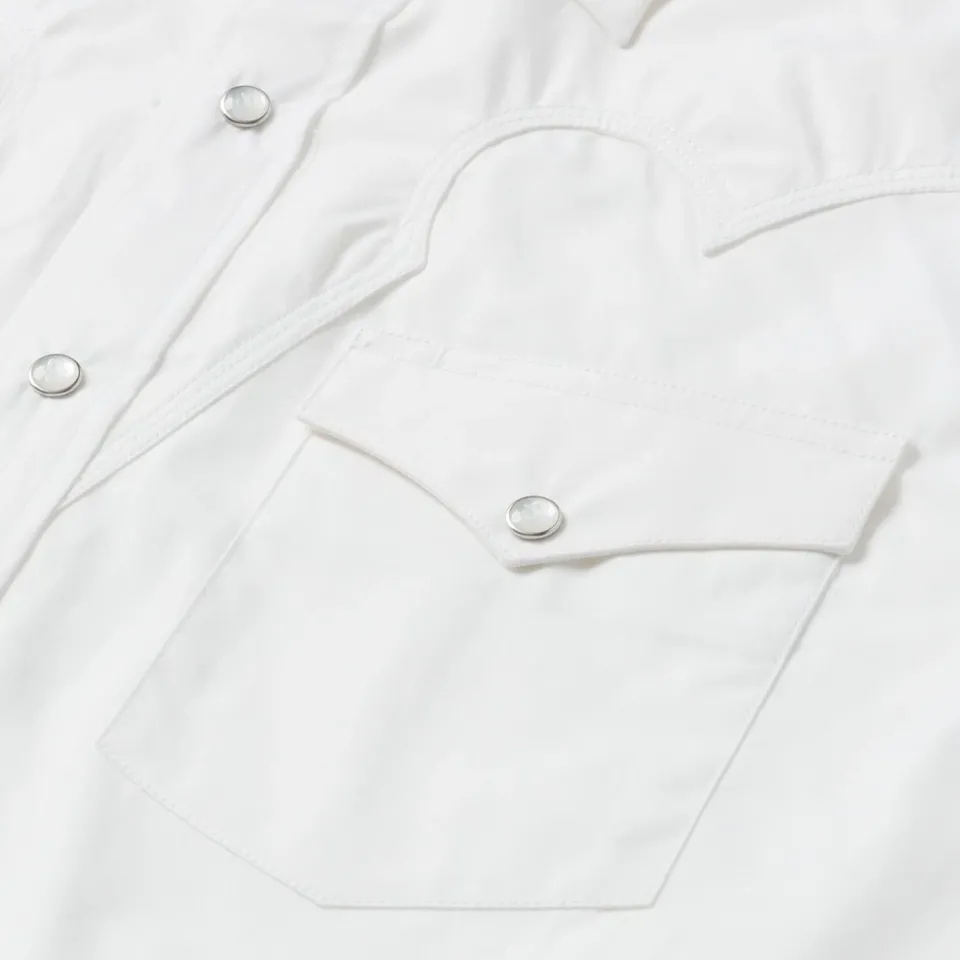 Clearance Stetson Classic Solid Snap Poplin Shirt In Optic White