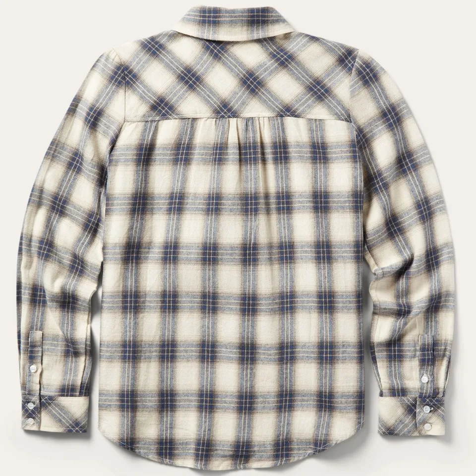 New Stetson Classic Western Flannel Shirt in White Cream