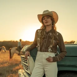 Discount Stetson Classic Western Snap Blouse Brown