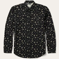 Sale Stetson Conversation Print Western Shirt Black