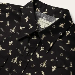 Outlet Stetson Conversation Print Western Shirt Black