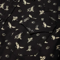 Outlet Stetson Conversation Print Western Shirt Black