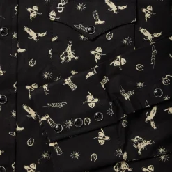 Outlet Stetson Conversation Print Western Shirt Black