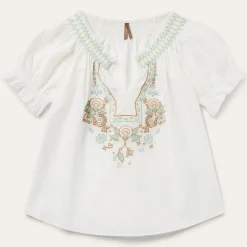 Stetson Cotton Voile Peasant Blouse White