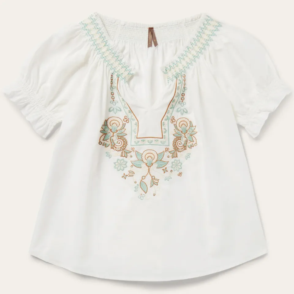 Stetson Cotton Voile Peasant Blouse White