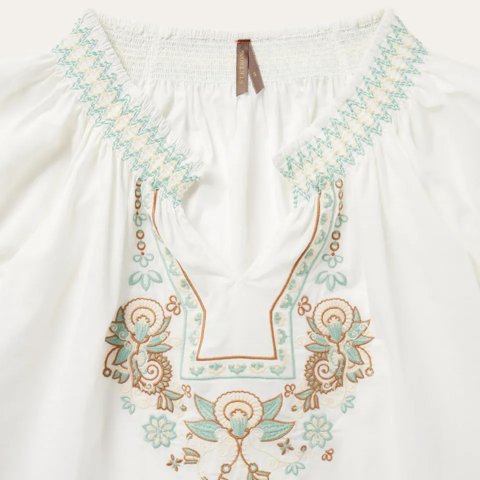 Stetson Cotton Voile Peasant Blouse White