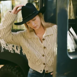 Online Stetson Cream Fringed Cardigan Tan