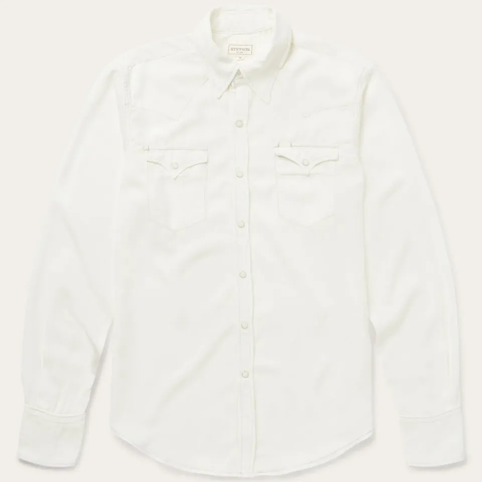 New Stetson Cream Tencel Twill Shirt White