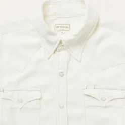 Hot Stetson Cream Tencel Twill Shirt White