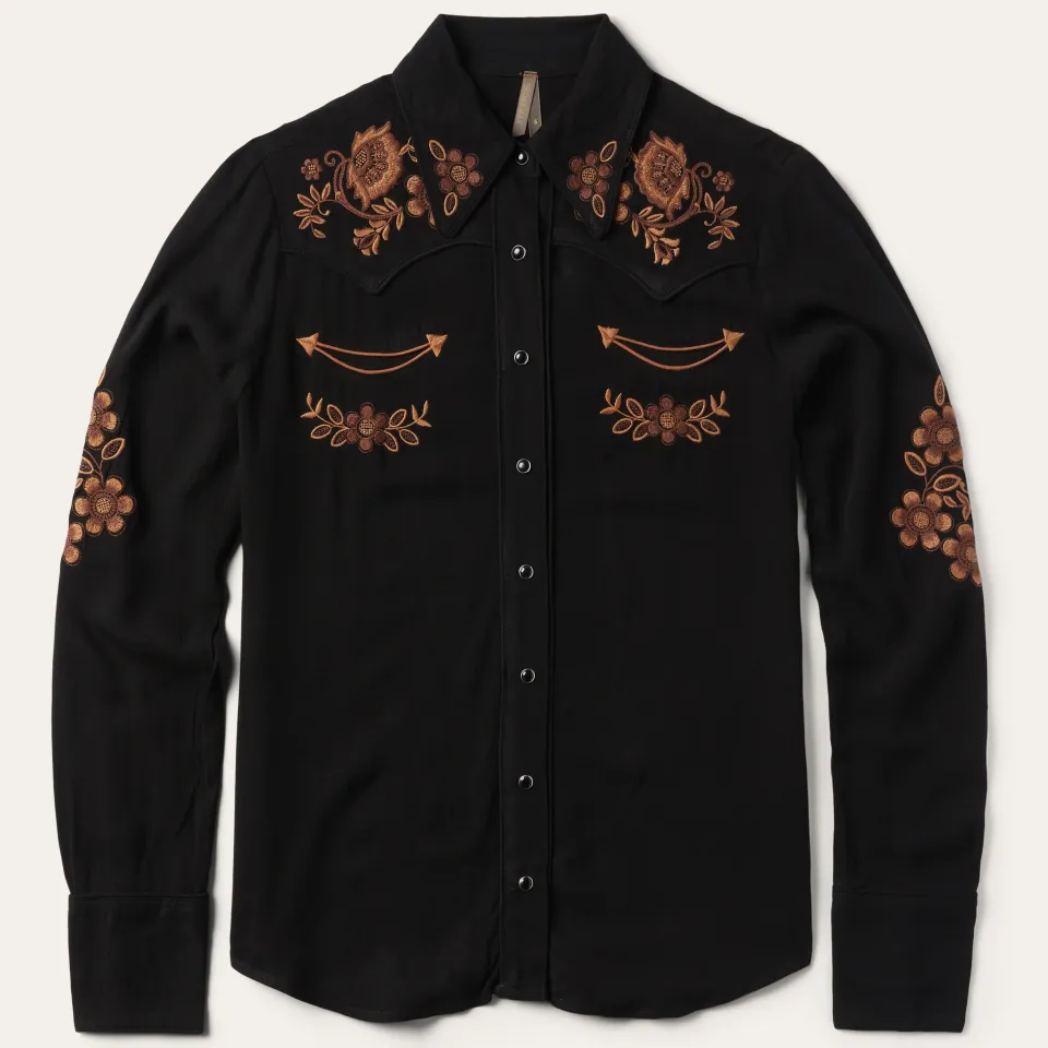 Best Stetson Crepe Western Blouse Black