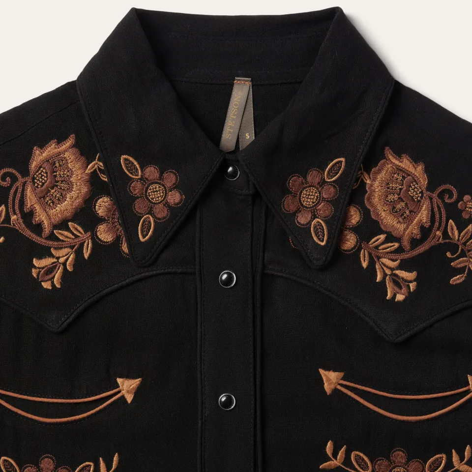Best Stetson Crepe Western Blouse Black