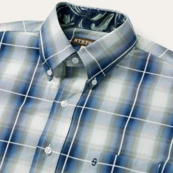Best Stetson Crystal Plaid Button Down Shirt Blue