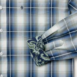Best Stetson Crystal Plaid Button Down Shirt Blue