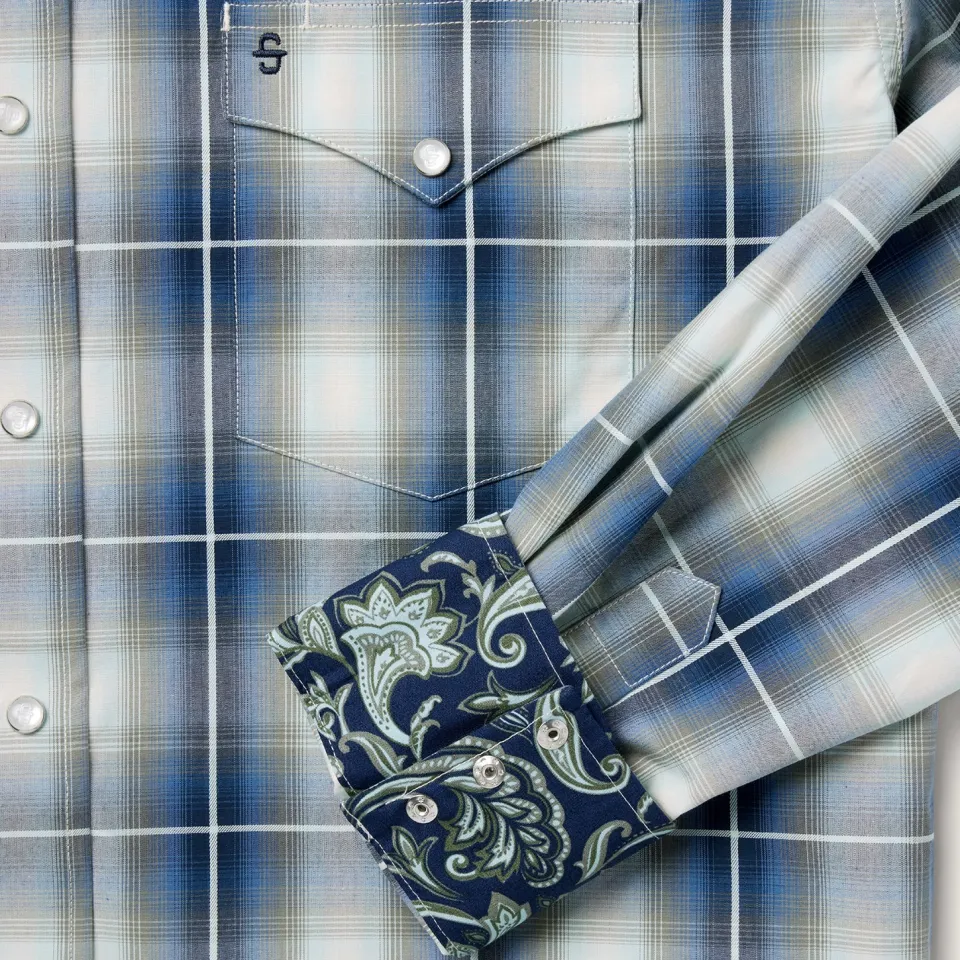 Online Stetson Crystal Plaid Western Shirt Blue