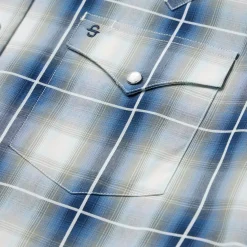 New Stetson Crystal Plaid Western Shirt Blue
