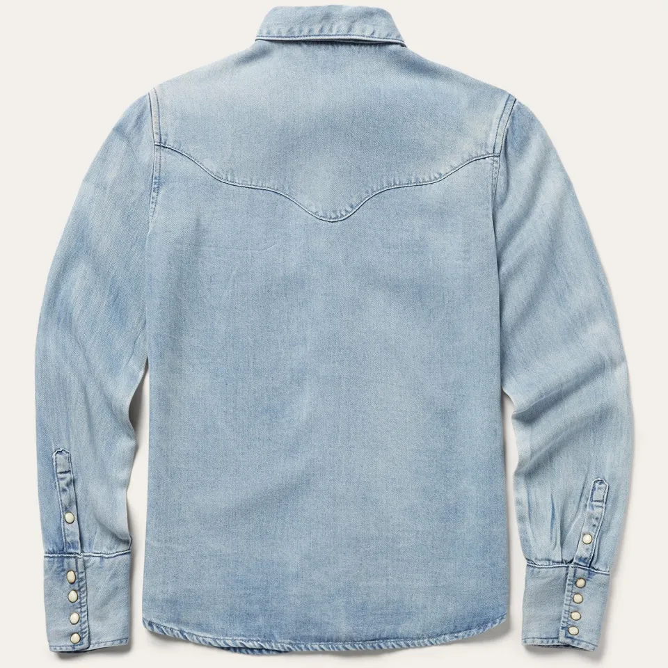 Best Stetson Curved Yoke Western Denim Top Blue