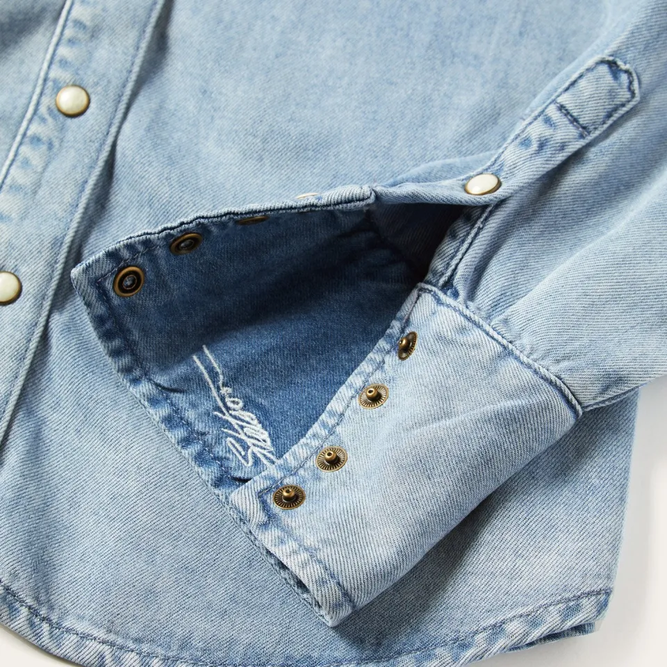 Best Stetson Curved Yoke Western Denim Top Blue