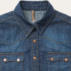 Online Stetson Dark Denim Snap Front Shirt Blue