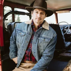 Hot Stetson Denim Sherpa Jacket Blue