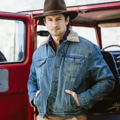 Hot Stetson Denim Sherpa Jacket Blue
