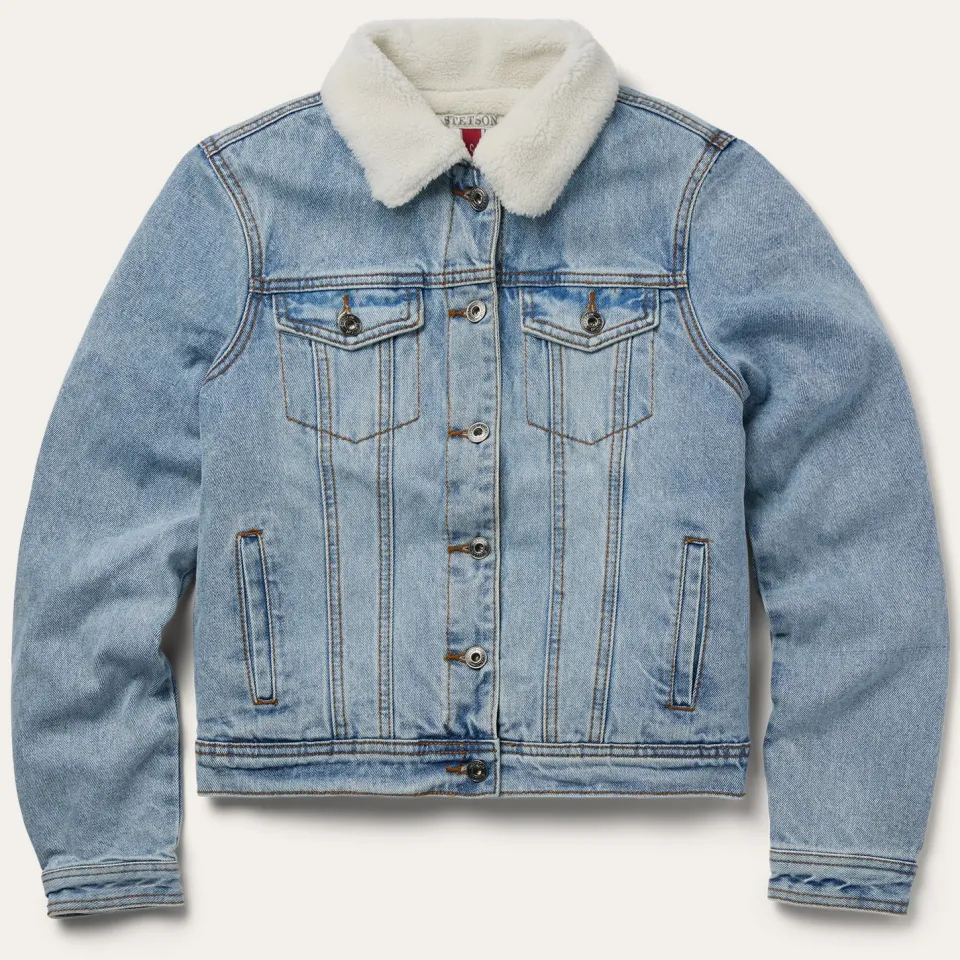 Best Stetson Denim Sherpa Lined Jacket Blue
