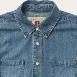 Outlet Stetson Denim Snap Front Western Shirt Blue