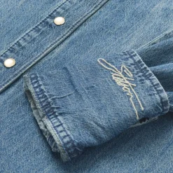 Outlet Stetson Denim Snap Front Western Shirt Blue