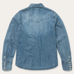 New Stetson Denim Snap Front Western Shirt Blue