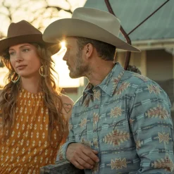 Discount Stetson Desert Horizon Shirt Blue
