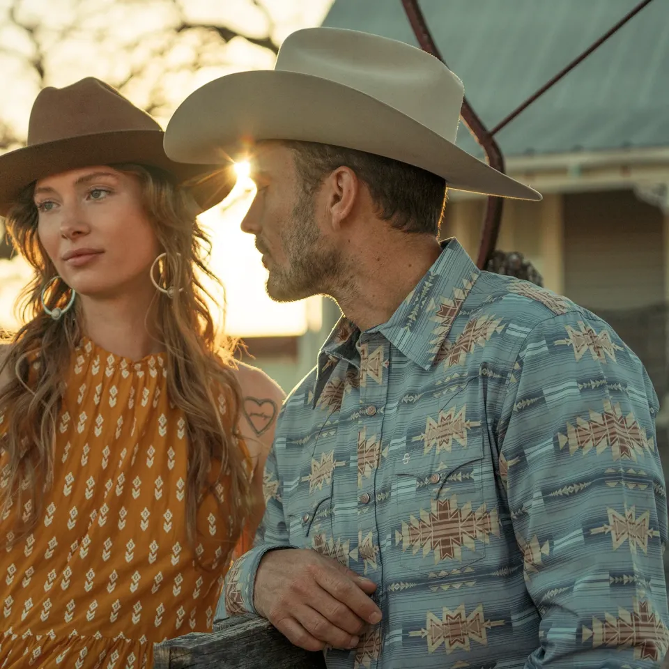 Discount Stetson Desert Horizon Shirt Blue