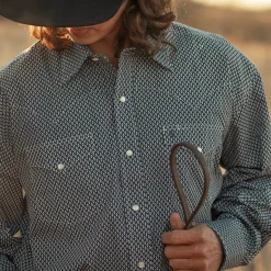 Discount Stetson Diamond Geo Western Shirt Blue