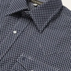 Discount Stetson Diamond Geo Western Shirt Blue