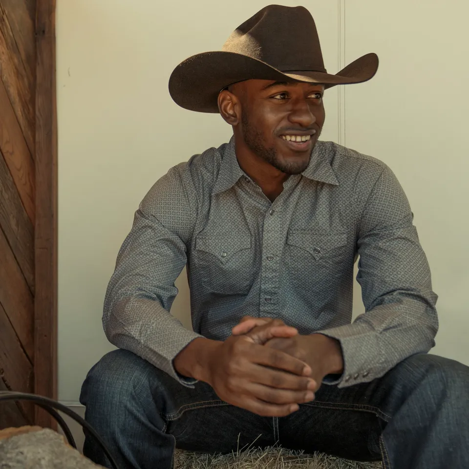 New Stetson Diamond Print Western Shirt Grey