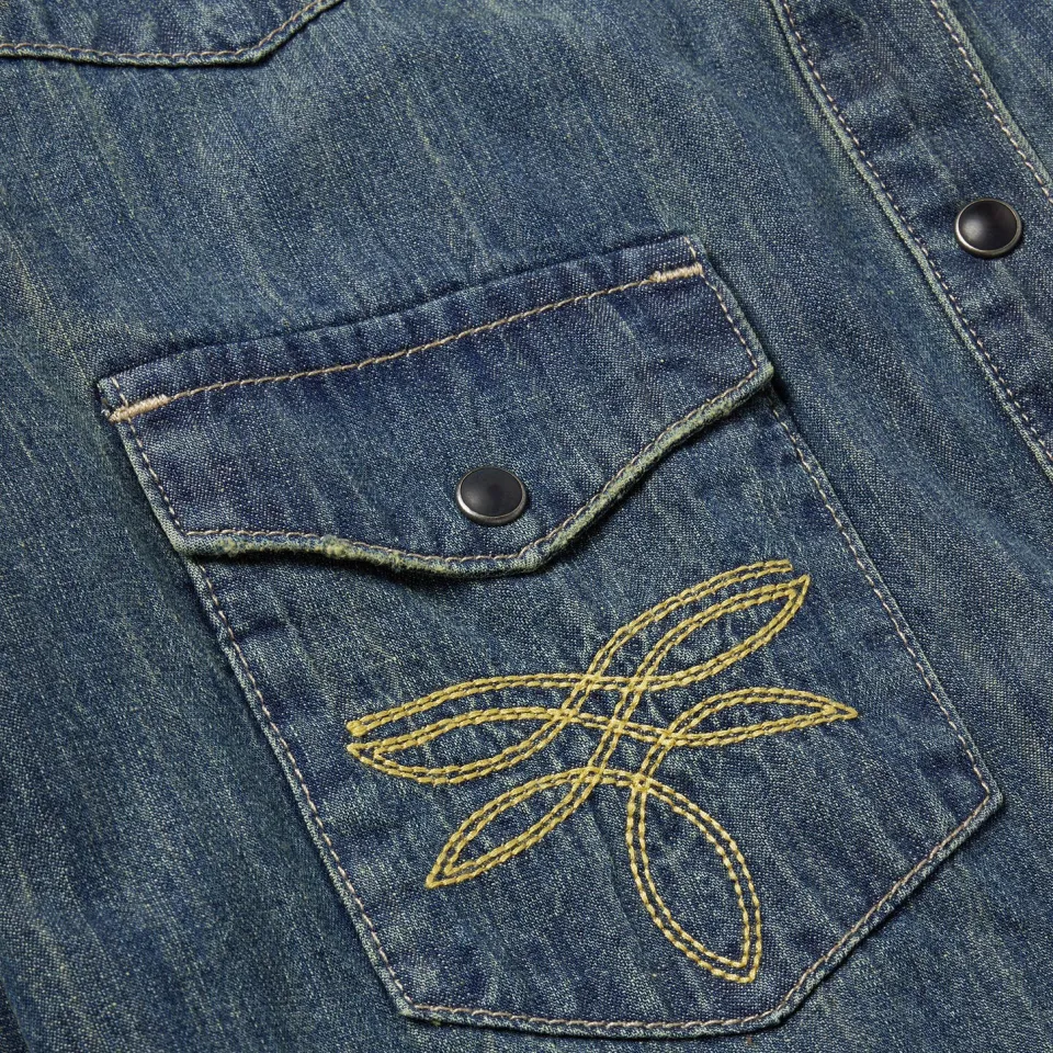 Stetson Dirty Denim Boyfriend Fit Shirt Blue