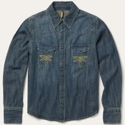 Hot Stetson Dirty Denim Boyfriend Fit Shirt Blue