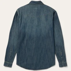 New Stetson Dirty Denim Western Shirt Blue