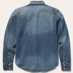 Sale Stetson Distressed Denim Shirt Blue