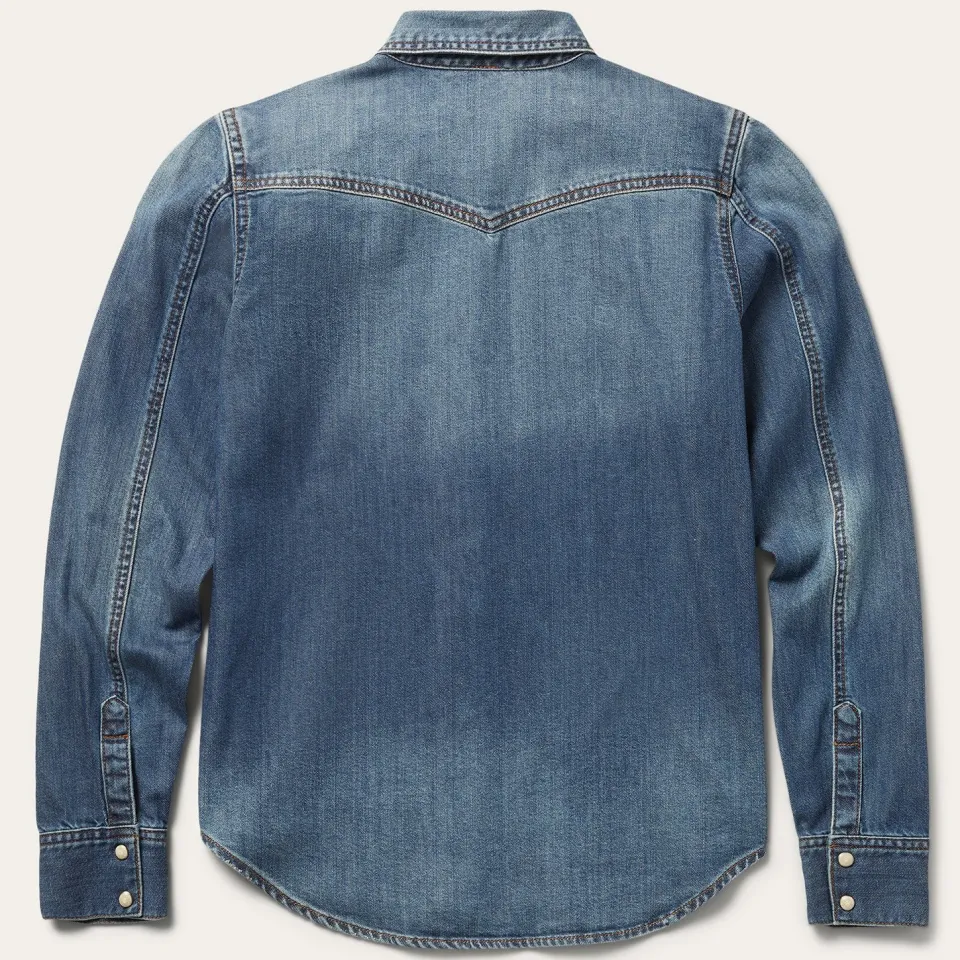 Sale Stetson Distressed Denim Shirt Blue