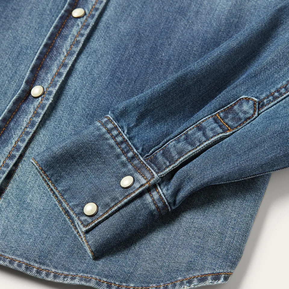 Sale Stetson Distressed Denim Shirt Blue