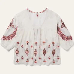 New Stetson Dobby Peasant Blouse White